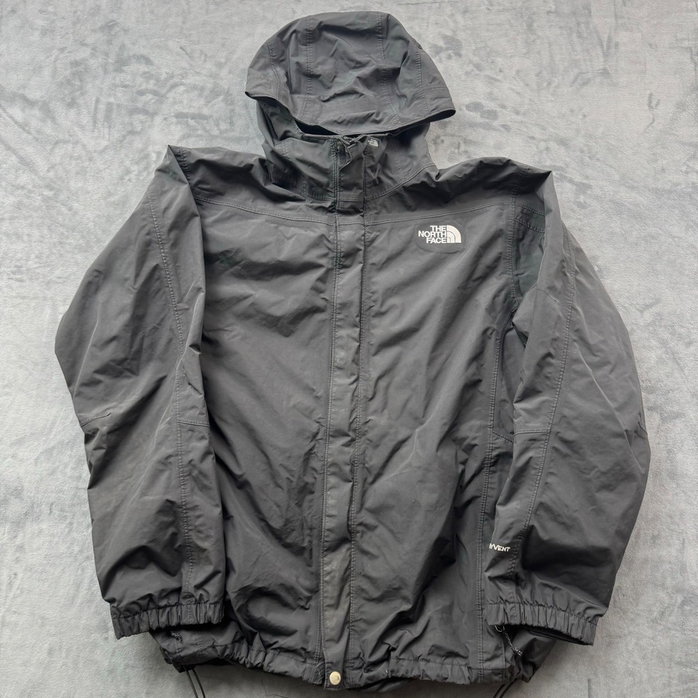 The North Face HyVent Rain Jacket Mens XXL Black Waterproof Hooded Shell Coat